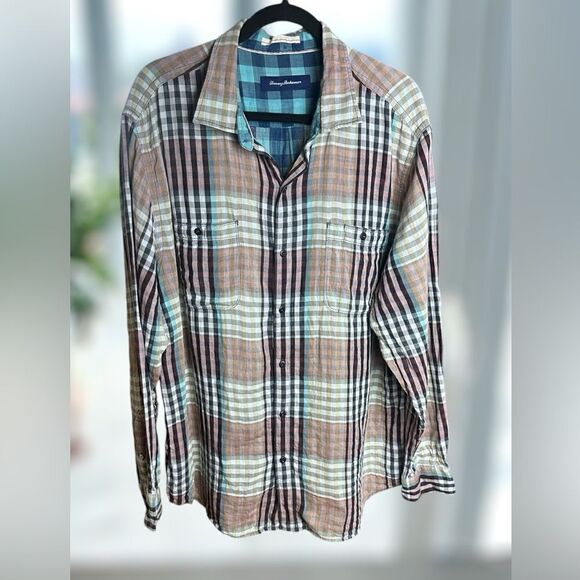 TOMMY BAHAMA Winter Plaid Flannel Long sleeve Button Down shirt- Size XL - Picture 3 of 15
